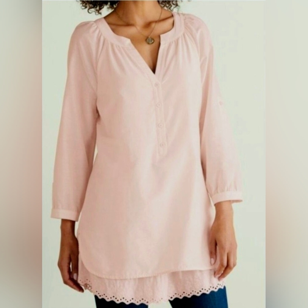 Soft Surroundings Silk Teresa Tunic Blushing Pink Medium
